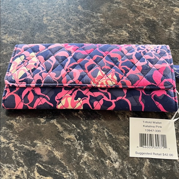 Vera Bradley trifold wallet in Catalina pink. Brand new tags. Very slim. - Picture 1 of 4